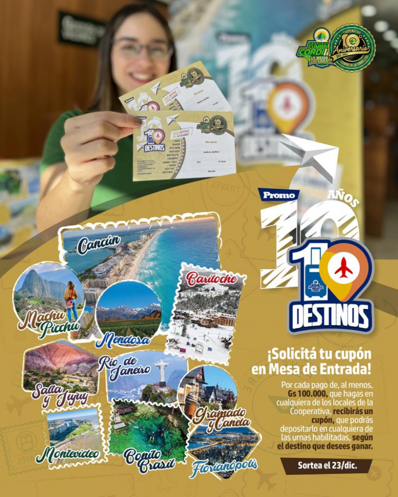 La promo “10 años, 10 destinos”